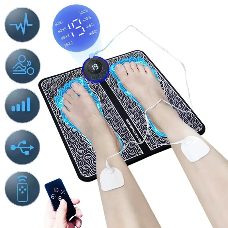 EMS Foot Massager Pad – 8 Modes, USB Rechargeable Comfort for Seniors