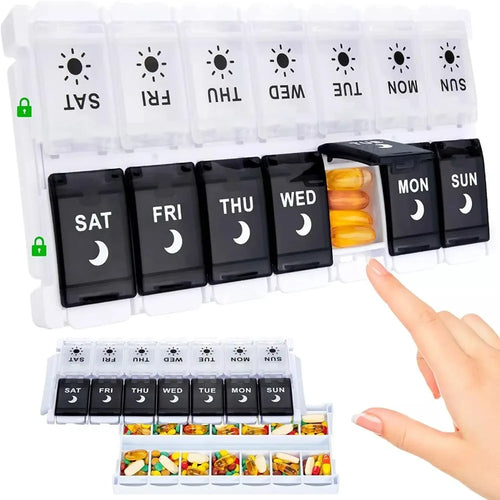 7-Day Pill Organizer Box – AM/PM Weekly Medicine Storage for Elderly