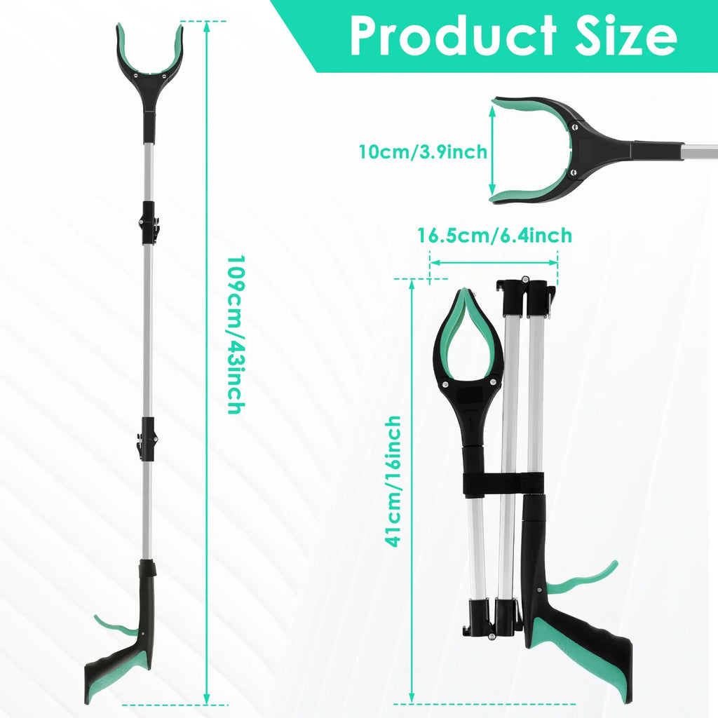 43" Upgraded Foldable Grabber Tool with Magnetic 360° Swivel Clip for Elderly & Disabled