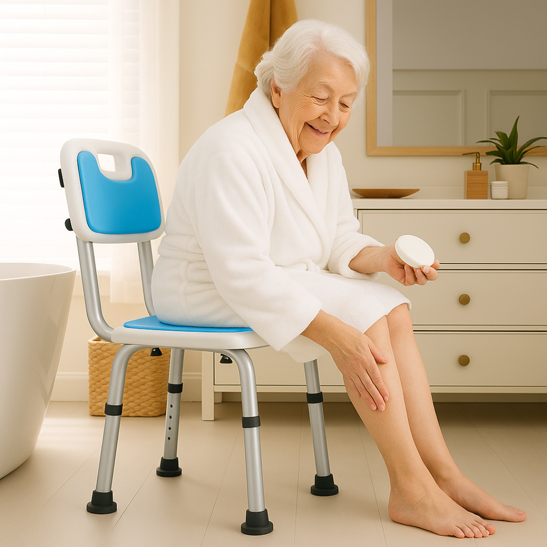 Shower Stool with Removable Back – Bath Seat for Seniors & Disabled