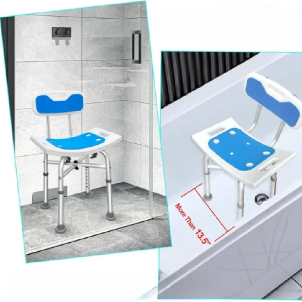 Shower Stool with Removable Back – Bath Seat for Seniors & Disabled