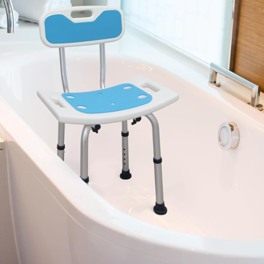 Shower Stool with Removable Back – Bath Seat for Seniors & Disabled