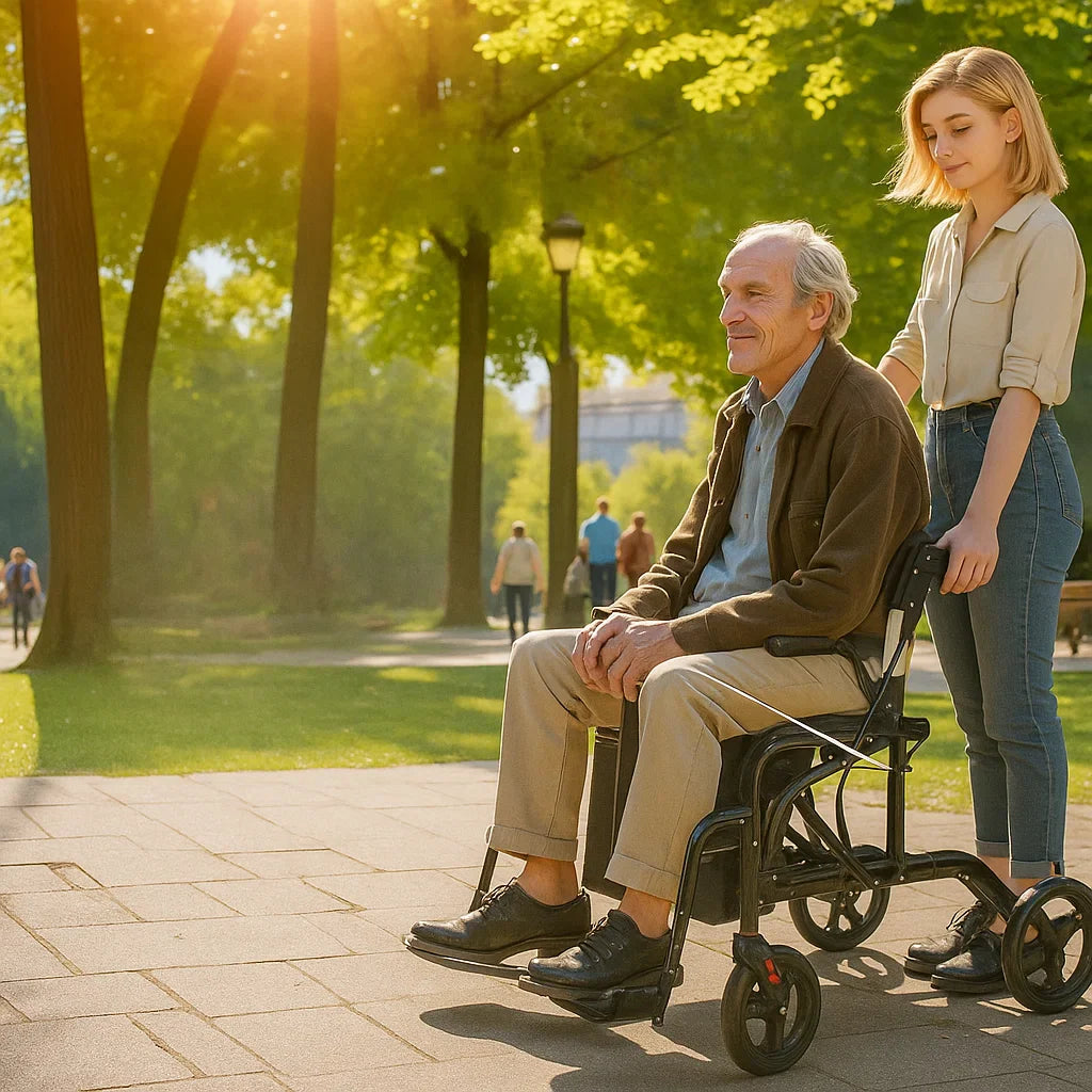 2-in-1 Rollator Walker & Wheelchair – Foldable, Lightweight for Seniors