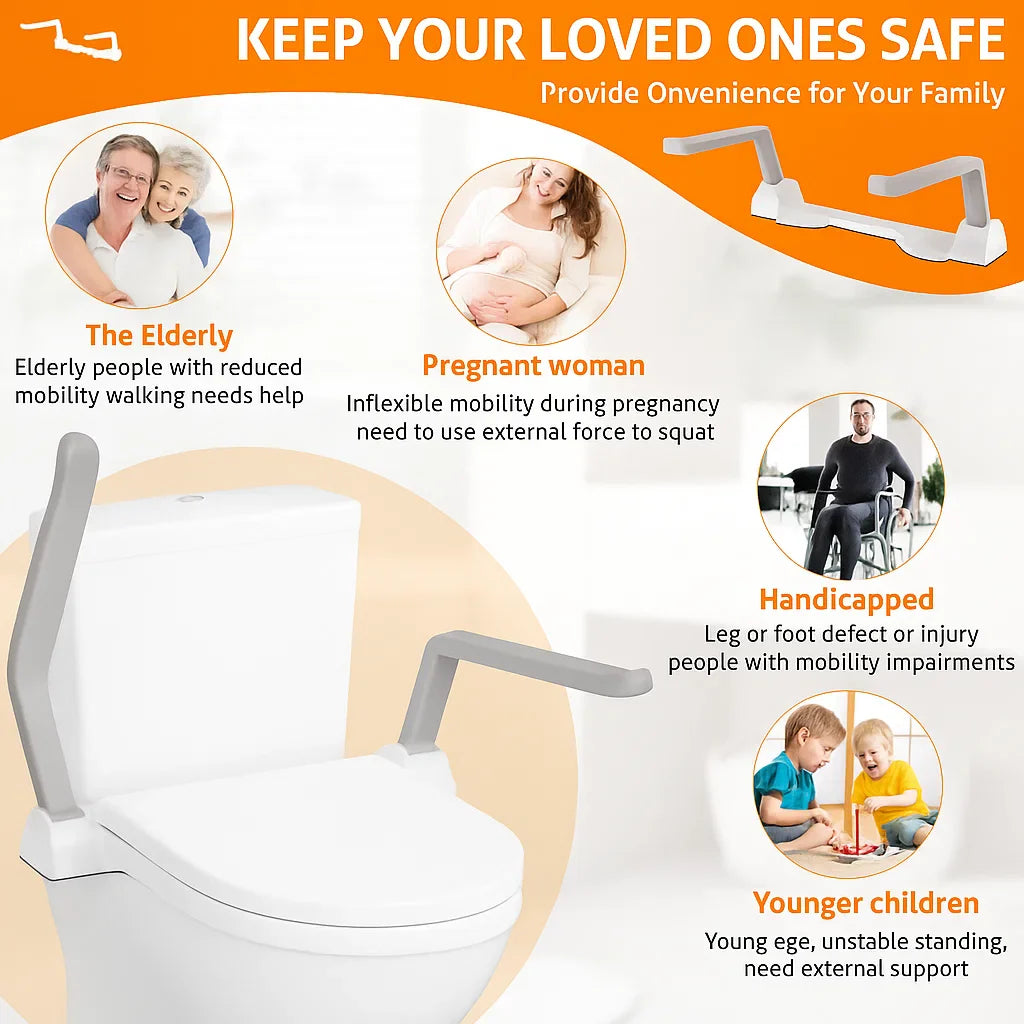 Toilet Safety Frame with Arms – Foldable Aluminum Alloy Hand Rail for Seniors, 480 lbs Capacity