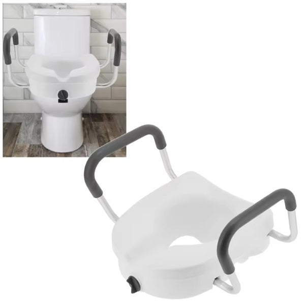 Toilet Seat Riser with Arms – Non-Slip, Adjustable Toilet Riser for Elderly