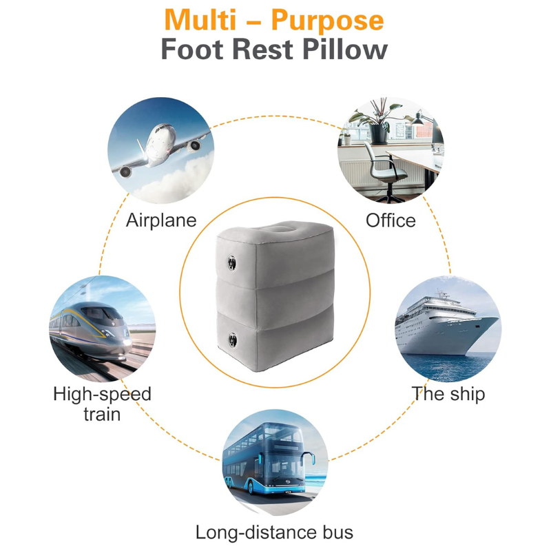 Travel Foot Rest Pillow – Adjustable Cushion for Flights, Car & Desk Use