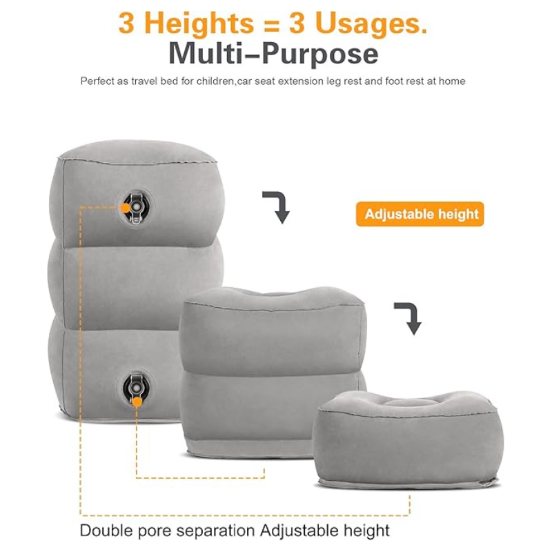 Travel Foot Rest Pillow – Adjustable Cushion for Flights, Car & Desk Use
