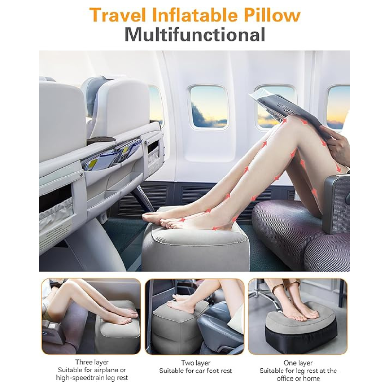 Travel Foot Rest Pillow – Adjustable Cushion for Flights, Car & Desk Use