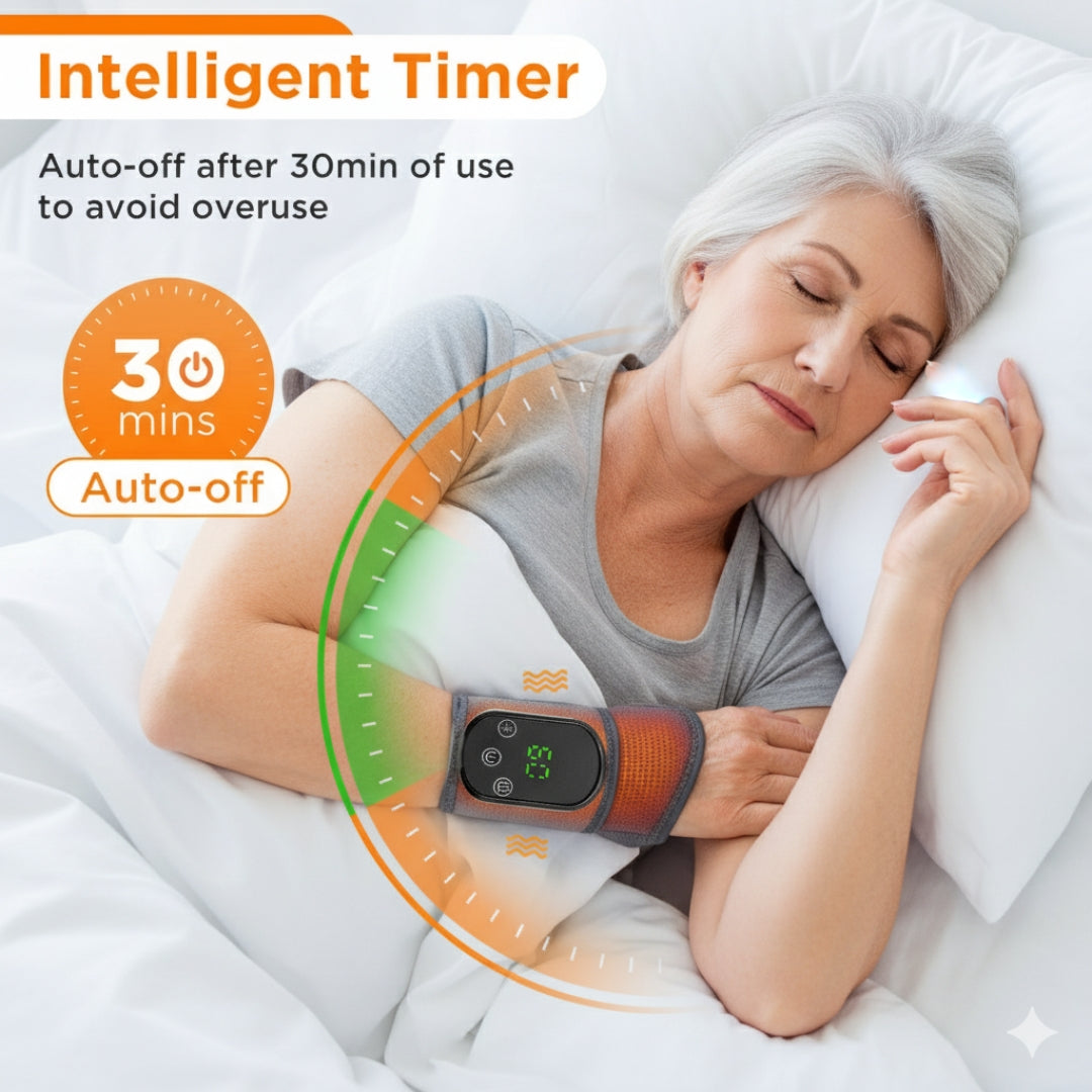 Electric Heating Wrist Massager for Seniors – Gentle Heat & Vibration Therapy, Rechargeable