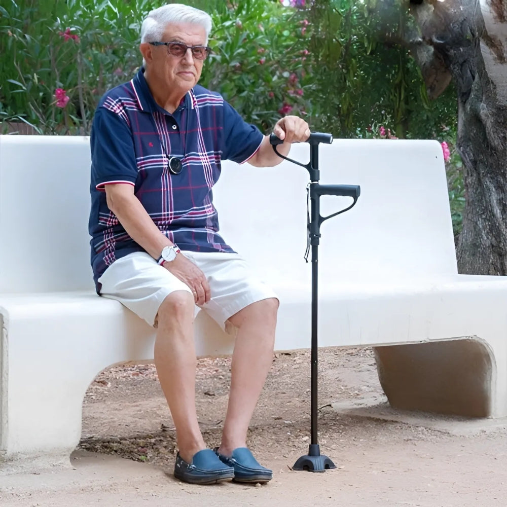 Foldable Walking Cane for Seniors – LED Light & Dual Handle