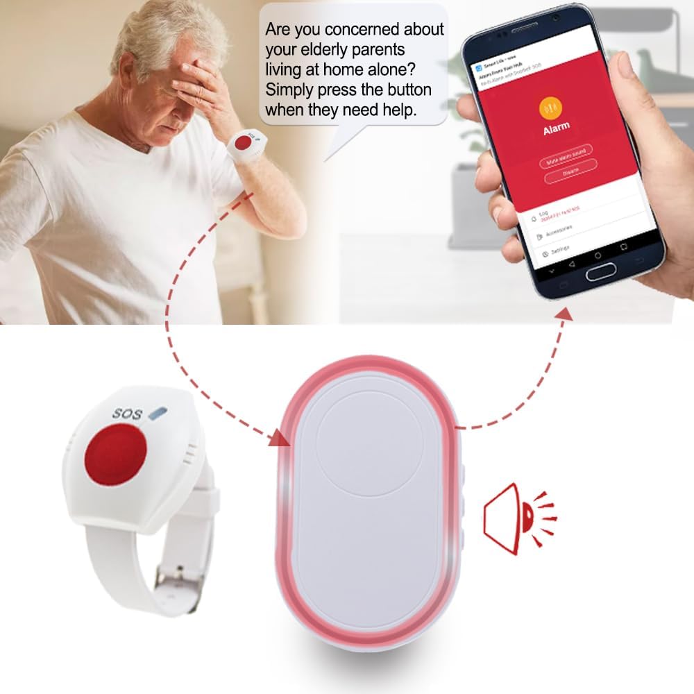 WiFi Emergency Button for Elderly – Senior Fall Alert & SOS Life Alarm Bracelet