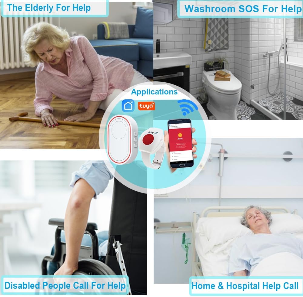 WiFi Emergency Button for Elderly – Senior Fall Alert & SOS Life Alarm Bracelet