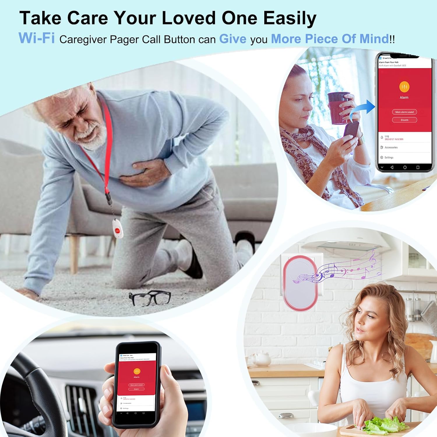 WiFi Emergency Button for Elderly – Senior Fall Alert & SOS Life Alarm Bracelet