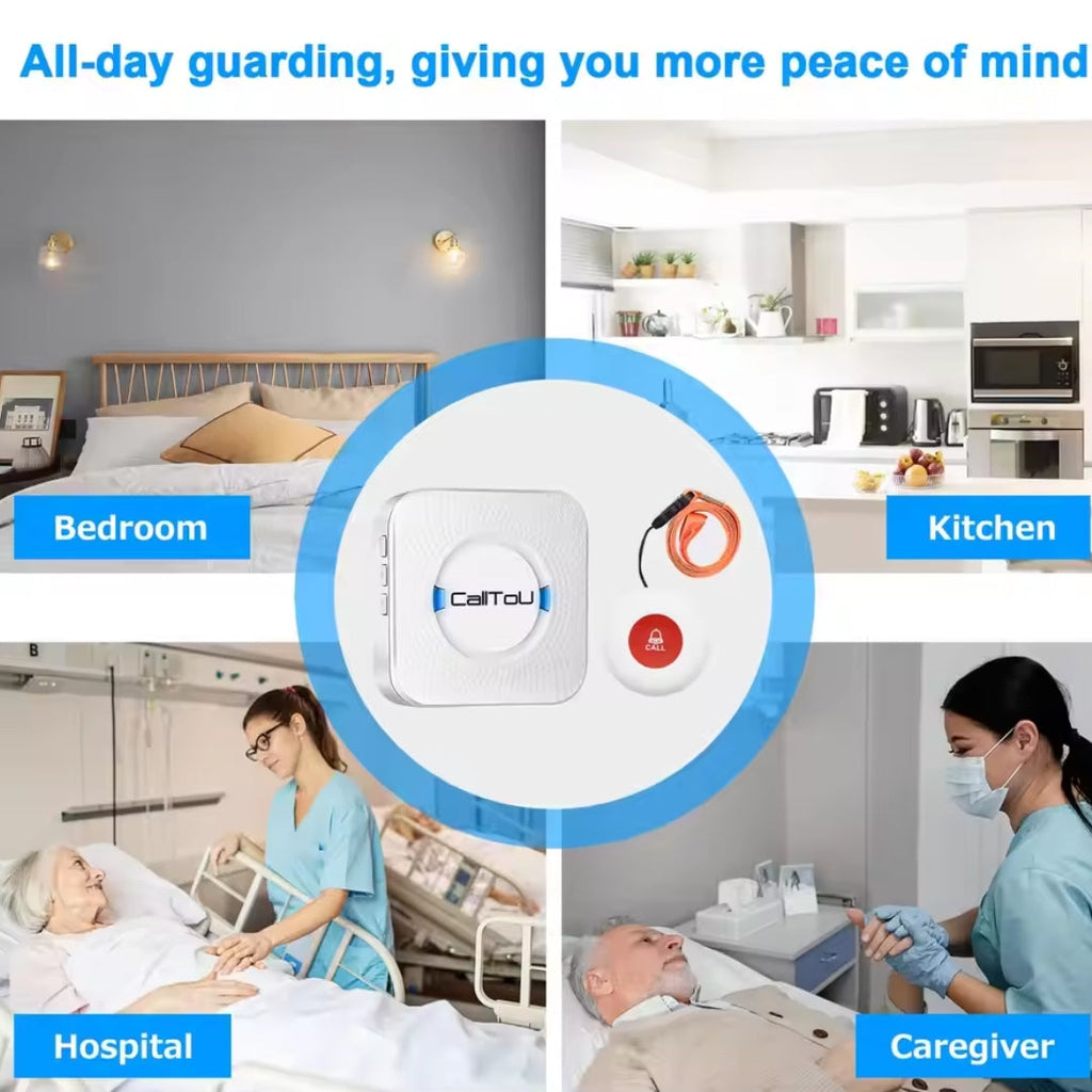 Wireless Caregiver Pager System – 2 SOS Call Buttons & 2 Receivers for Elderly Care