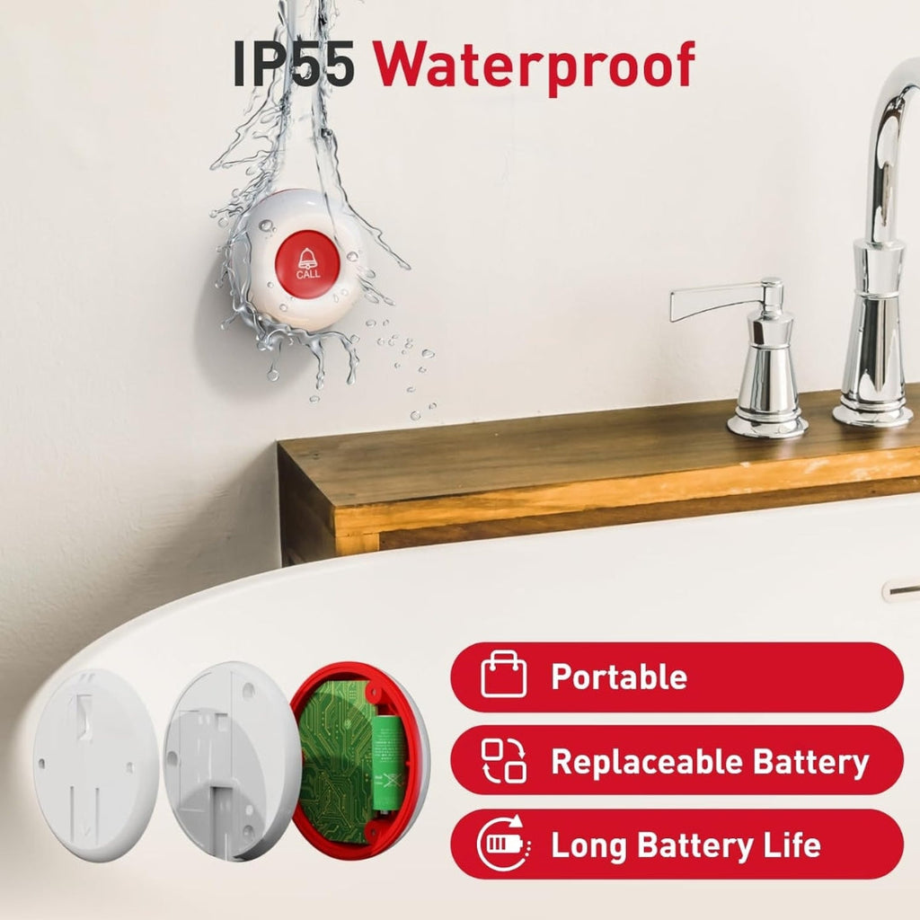 Wireless Caregiver Pager System – 2 SOS Call Buttons & 2 Receivers for Elderly Care