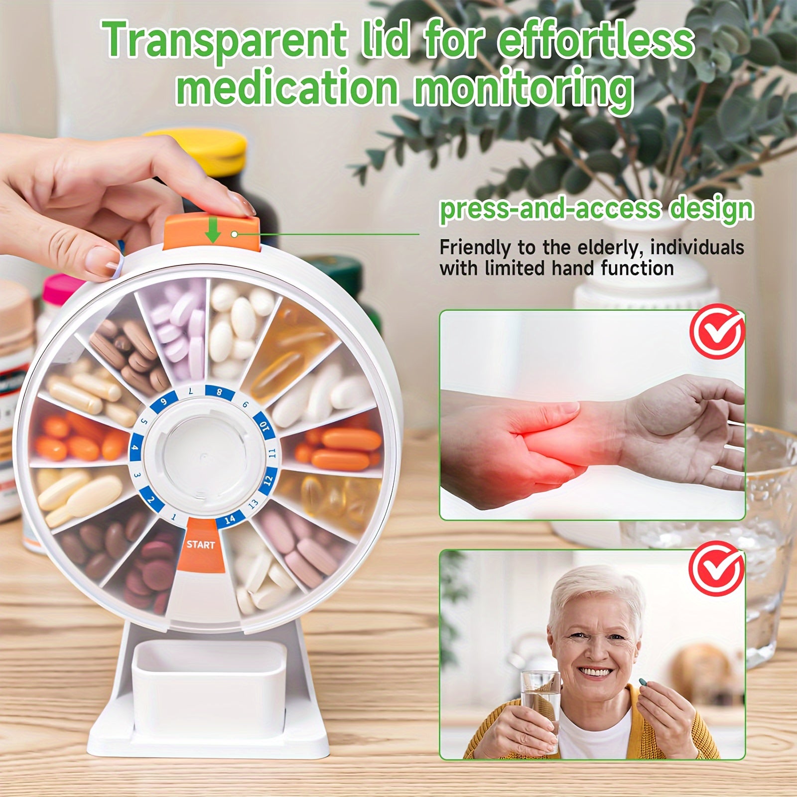 MediTrack™ 14-Day Pill Organizer - Wall-Mounted Medication Dispenser for Seniors