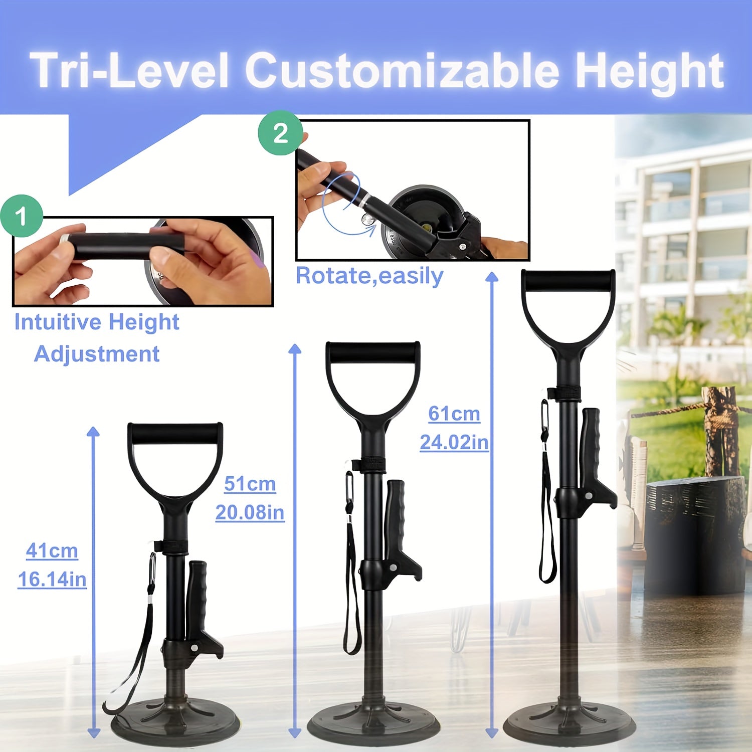 DualGrip™ Standing Cane - Adjustable Double Handle Support Cane for Seniors & Elderly