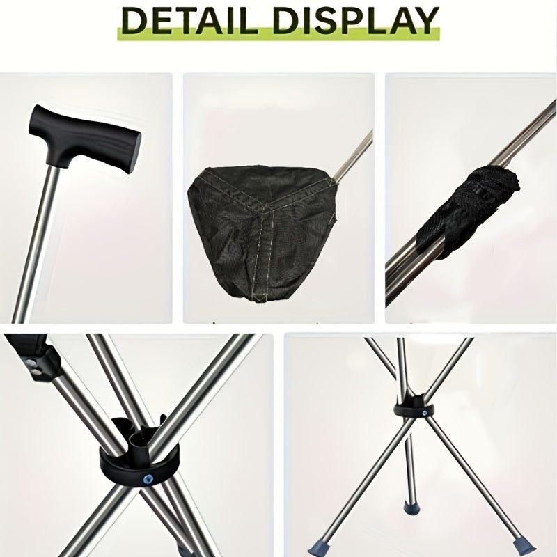 SitStick™ 2-in-1 Folding Cane Chair - 330lbs Capacity Walking Stick Converts to Seat