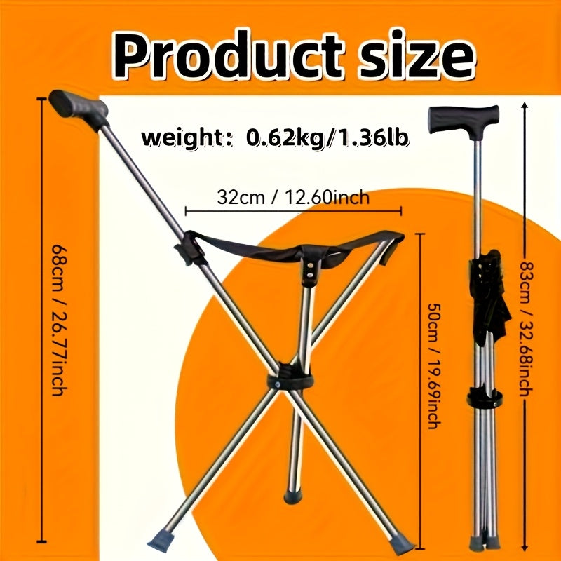 SitStick™ 2-in-1 Folding Cane Chair - 330lbs Capacity Walking Stick Converts to Seat