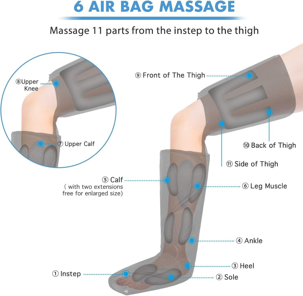 Air Compression Leg Massager with Remote – Gentle Relief for Seniors