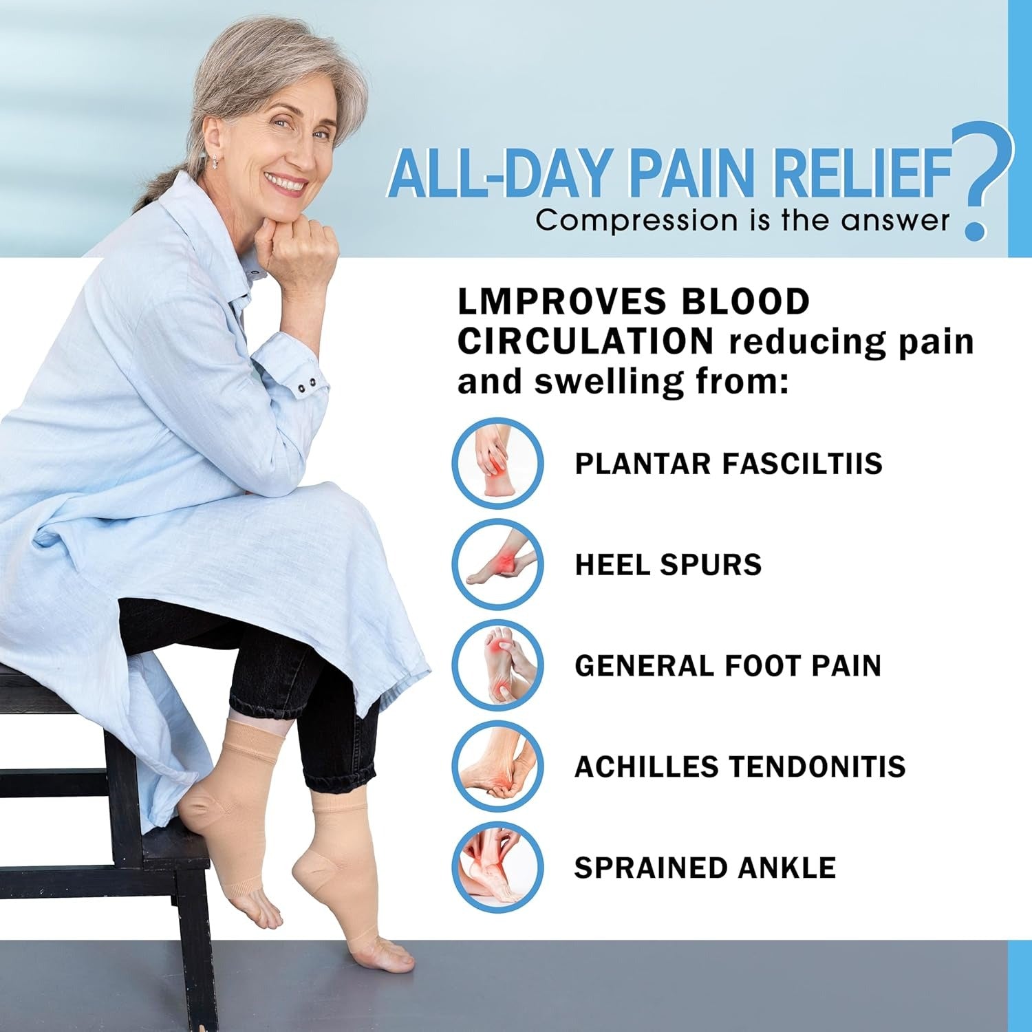 Open Toe Ankle Support Sleeve – Gentle Compression for Seniors