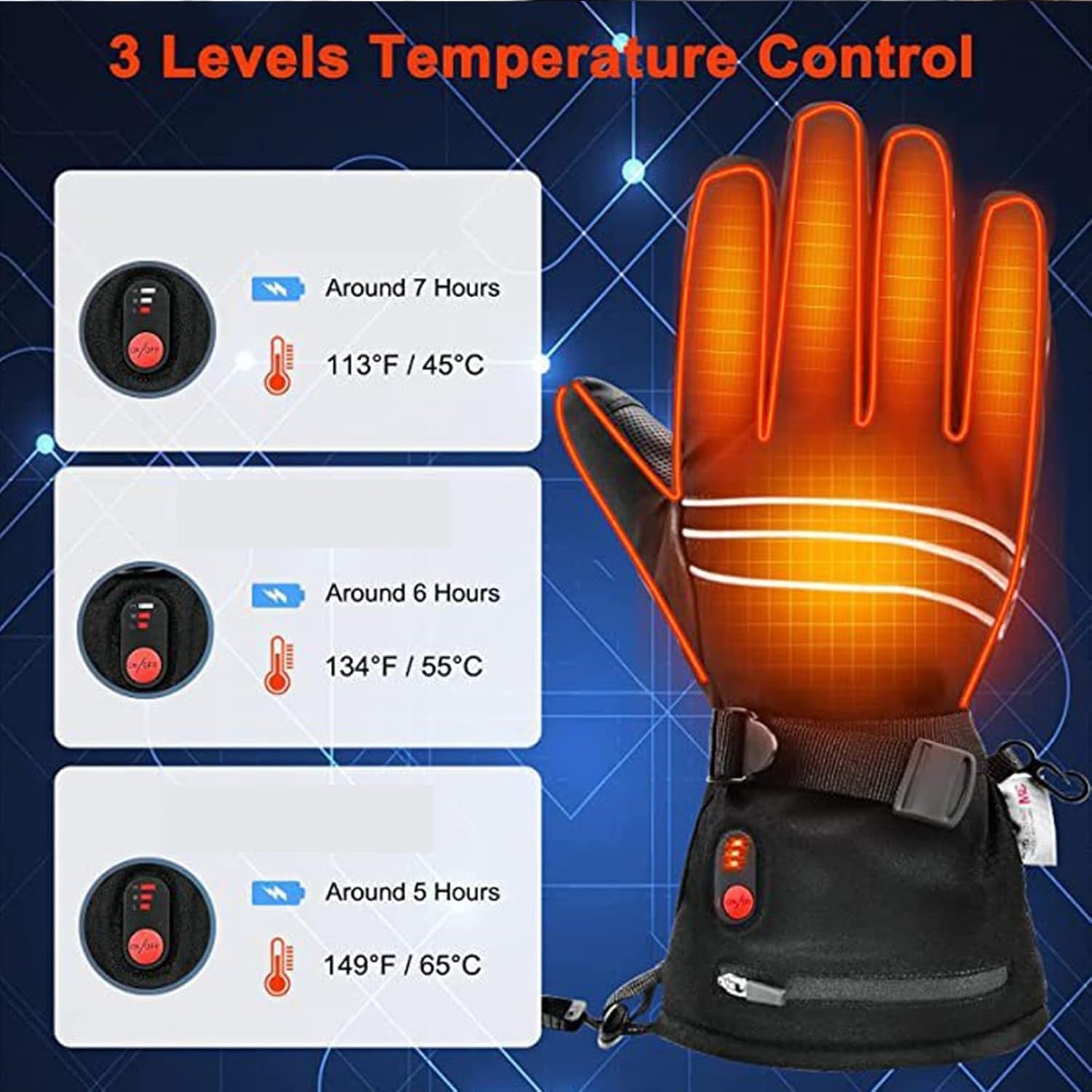 Electric Heated Touchscreen Gloves - Warm, Waterproof & Easy to Use