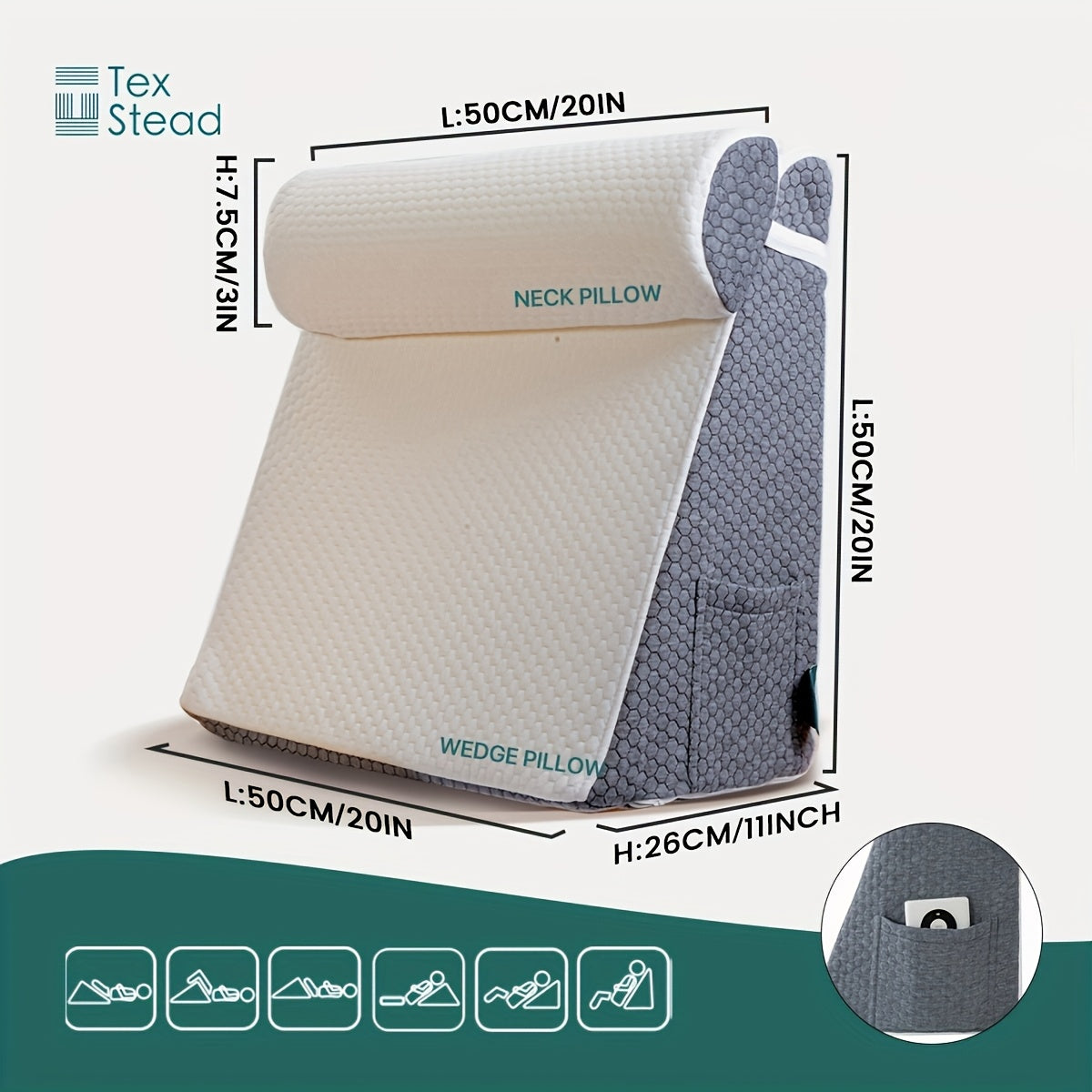 RestEase™ Wedge Pillow - Elevated Sleep Support for Seniors,