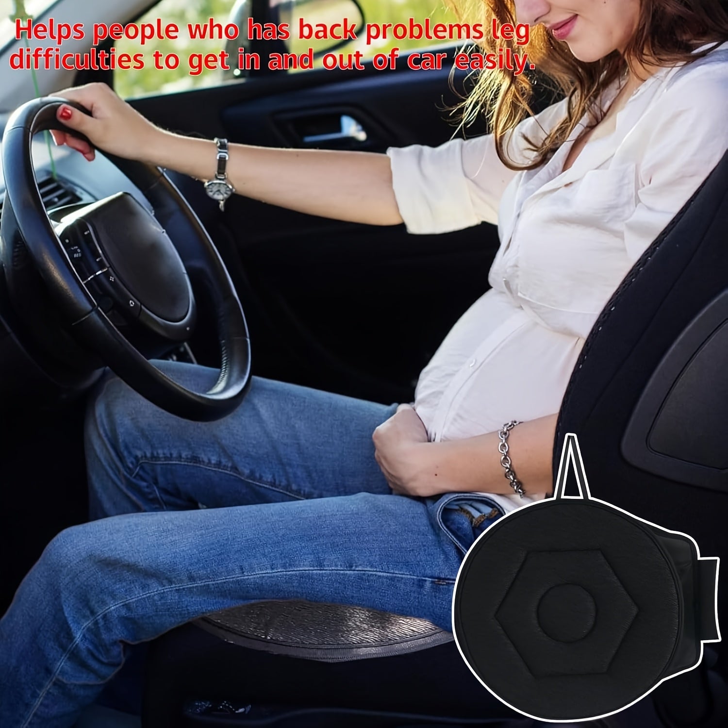 TurnEase™ Car Swivel Cushion - 360° Rotating Car Seat Pad for Seniors and Pregnant Women,