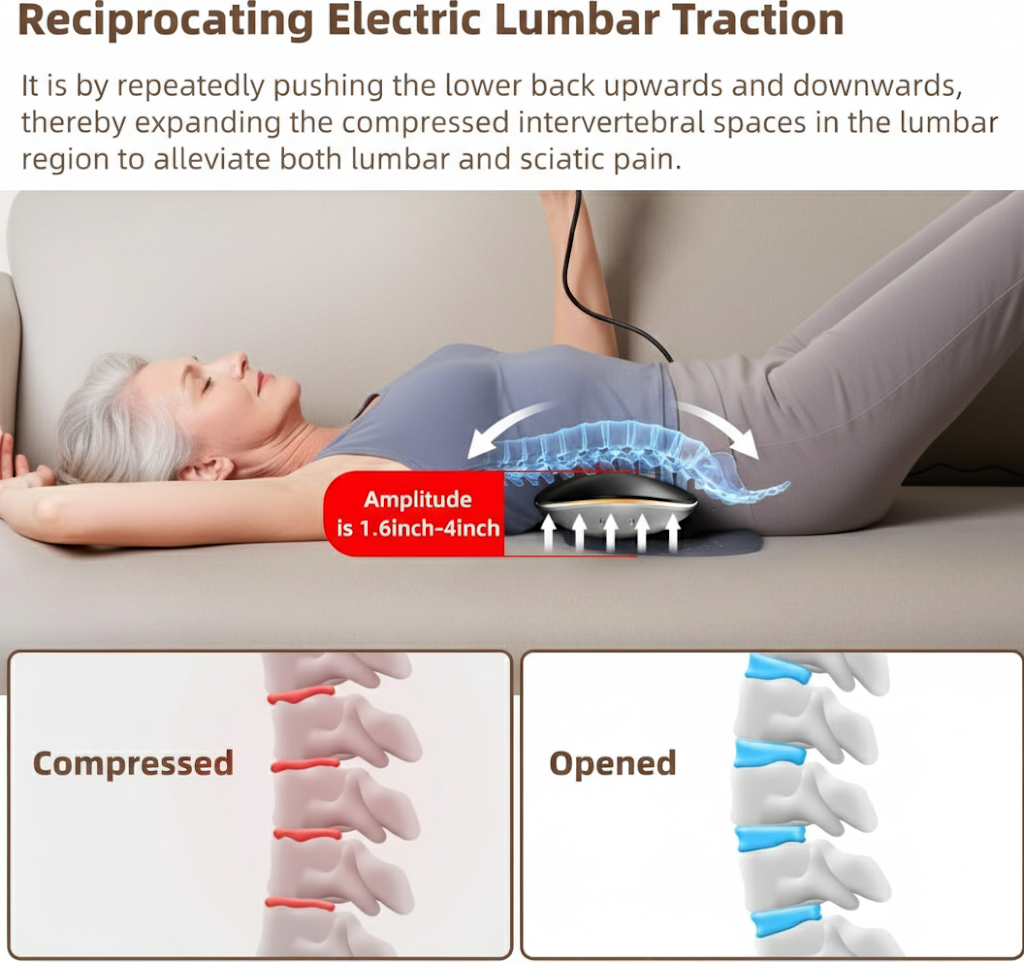 Electric Air Lumbar Traction Device for Seniors – Dynamic Back Massager with Heating & Vibration for Pain Relief